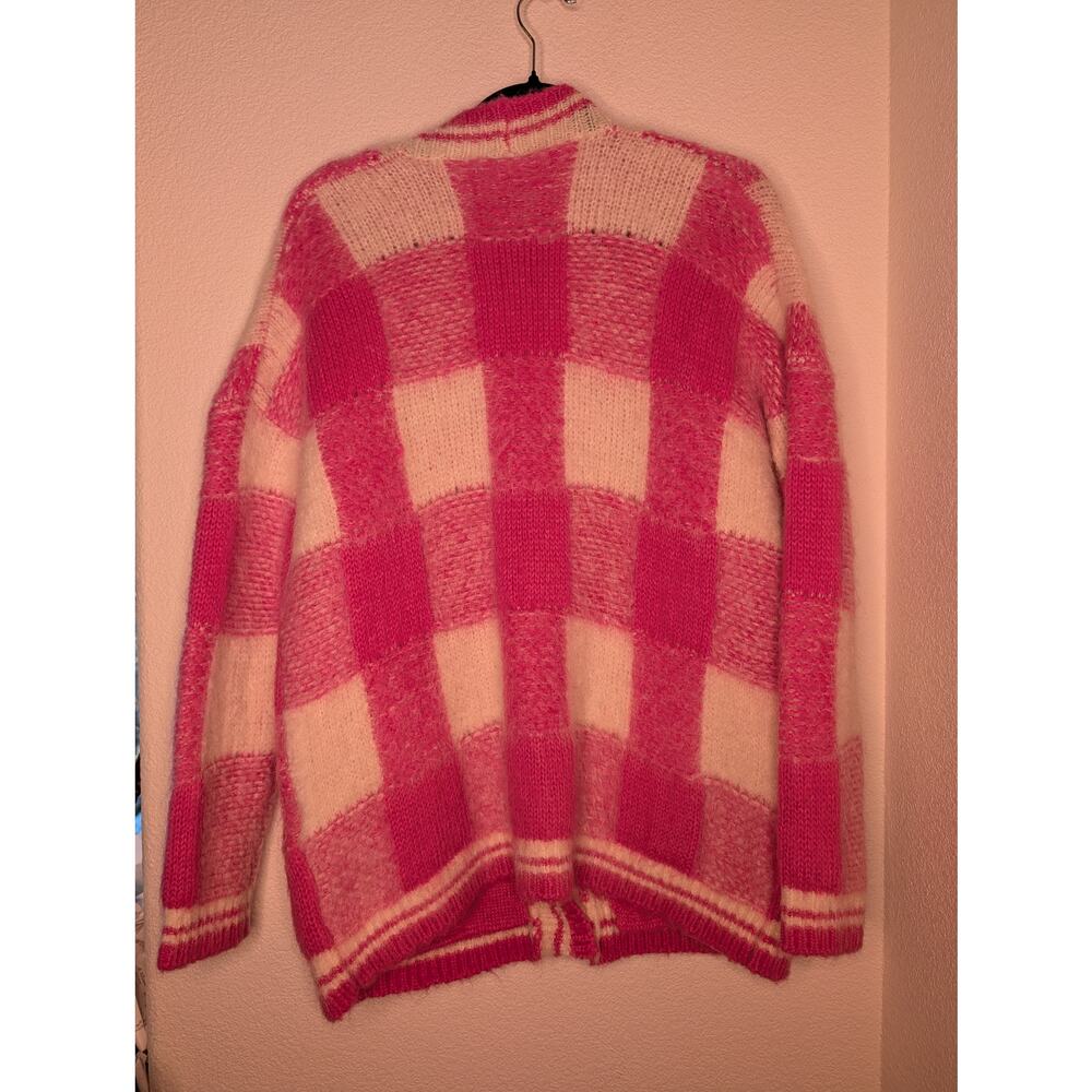 Maje Women's Checkered Jacquard Cardigan S Mohair Blend Chic Designer Preppy - Picture 3 of 7